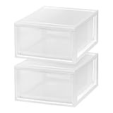 IRIS USA MSD-3 Compact Stacking, Stackable Plastic Drawer Unit, 29.5 Quart, White, 2 Count | Amazon (US)