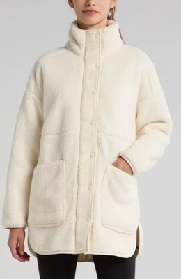 New Zella Cozy Faux Shearling Jacket in Ivory Size M | eBay US