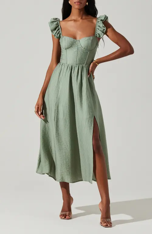 ASTR the Label Wedelia Fit & Flare Dress in Sage at Nordstrom, Size Medium | Nordstrom