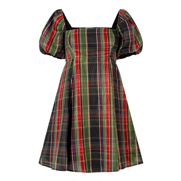 Matilda Tartan Empire Waist Lamé Mini Dress | Poshmark