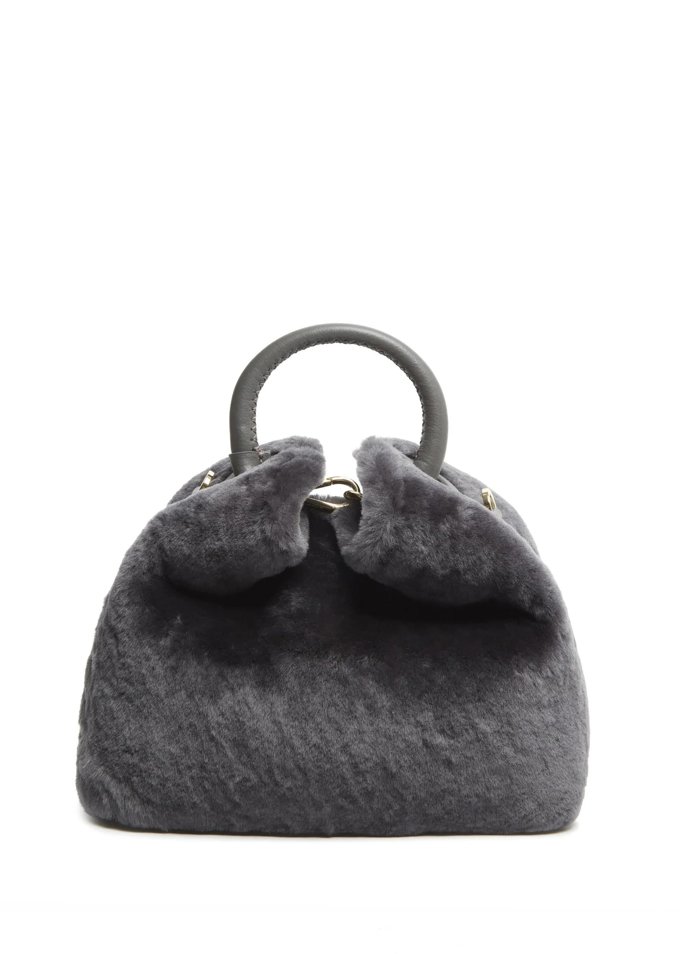 Baozi Shearling Montone Ardesia - Soft Shearling Bag - Elleme | Elleme