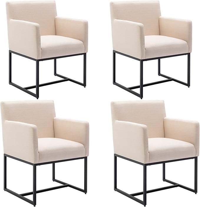 Wahson Set of 4 Linen Upholstered Modern Dining Chair with Arm, Contemporary Dining Room Chair wi... | Amazon (US)