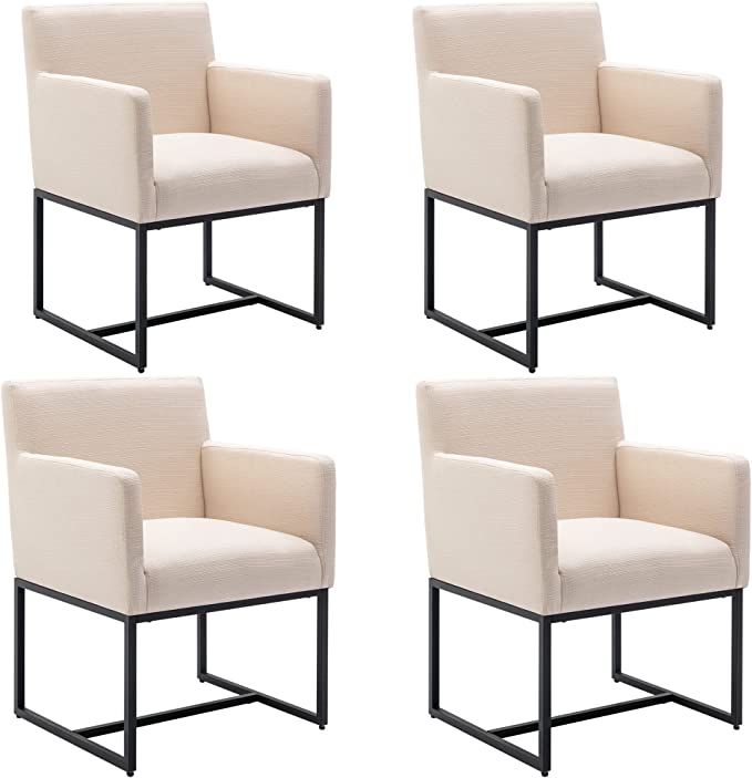 Wahson Set of 4 Linen Upholstered Modern Dining Chair with Arm, Contemporary Dining Room Chair wi... | Amazon (US)