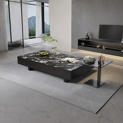 Simple rectangular rock plate coffee table | Wayfair North America