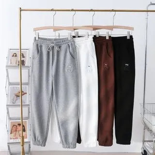 Elastic Waist Bear Embroidered Sweatpants | YesStyle Global