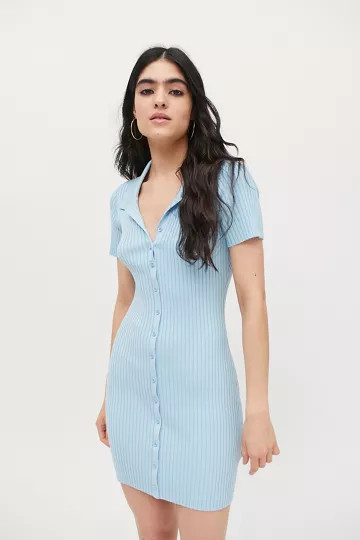 UO Dale Ribbed Bodycon Polo Dress | Urban Outfitters (EU)