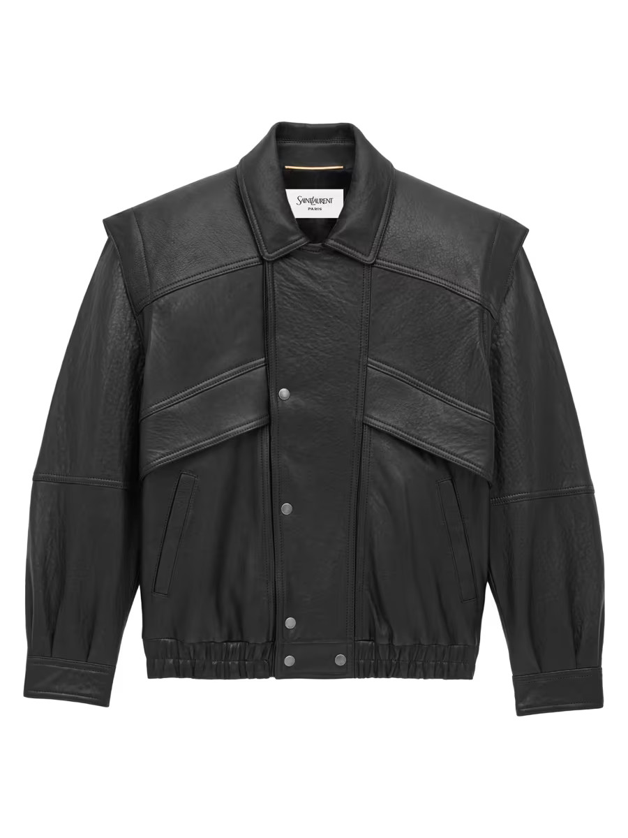 Bomber Jacket in Bubbled Lambskin Leather | Saks Fifth Avenue