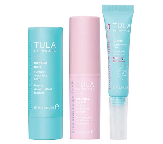 TULA Rose Glow Eye Balm, Lip SOS Balm & MakeupMelt Kit - QVC.com | QVC