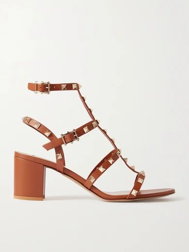 Valentino - Valentino Garavani Rockstud 55 Leather Sandals - Tan | NET-A-PORTER (US)