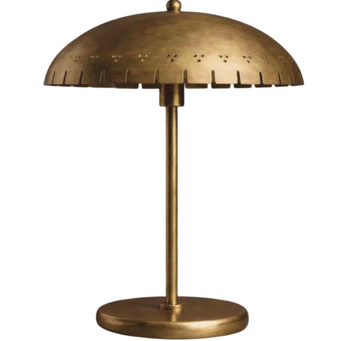 1950s Mushroom Table Lamp Antique Brass Task Light with Perforated Metal Retro Desk Lamp for Living Room, Bedroom & Office (Raw Brass) | Amazon (US)