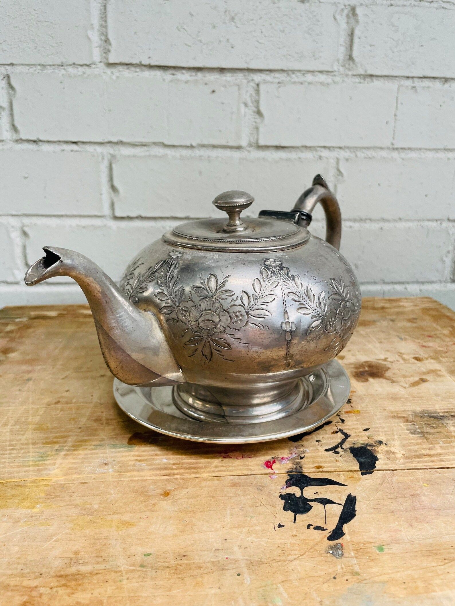 Silver plate Teapot - Antique Teapot - Etched Silver - Silver Teapot | Etsy (US)