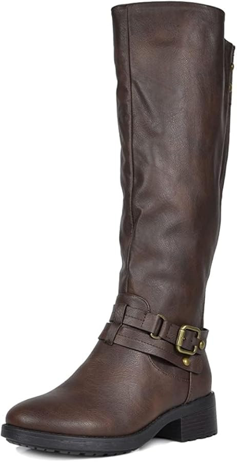 DREAM PAIRS Women's Knee High Boots, Buckle Riding Boots | Amazon (US)