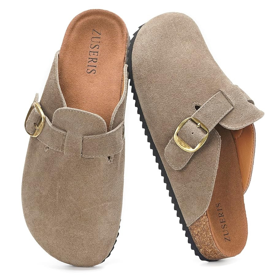ZUSERIS Women's Men's Suede Clogs Leather Mules Cork Footbed Sandals Slip on Comfort Potato Shoes... | Amazon (US)