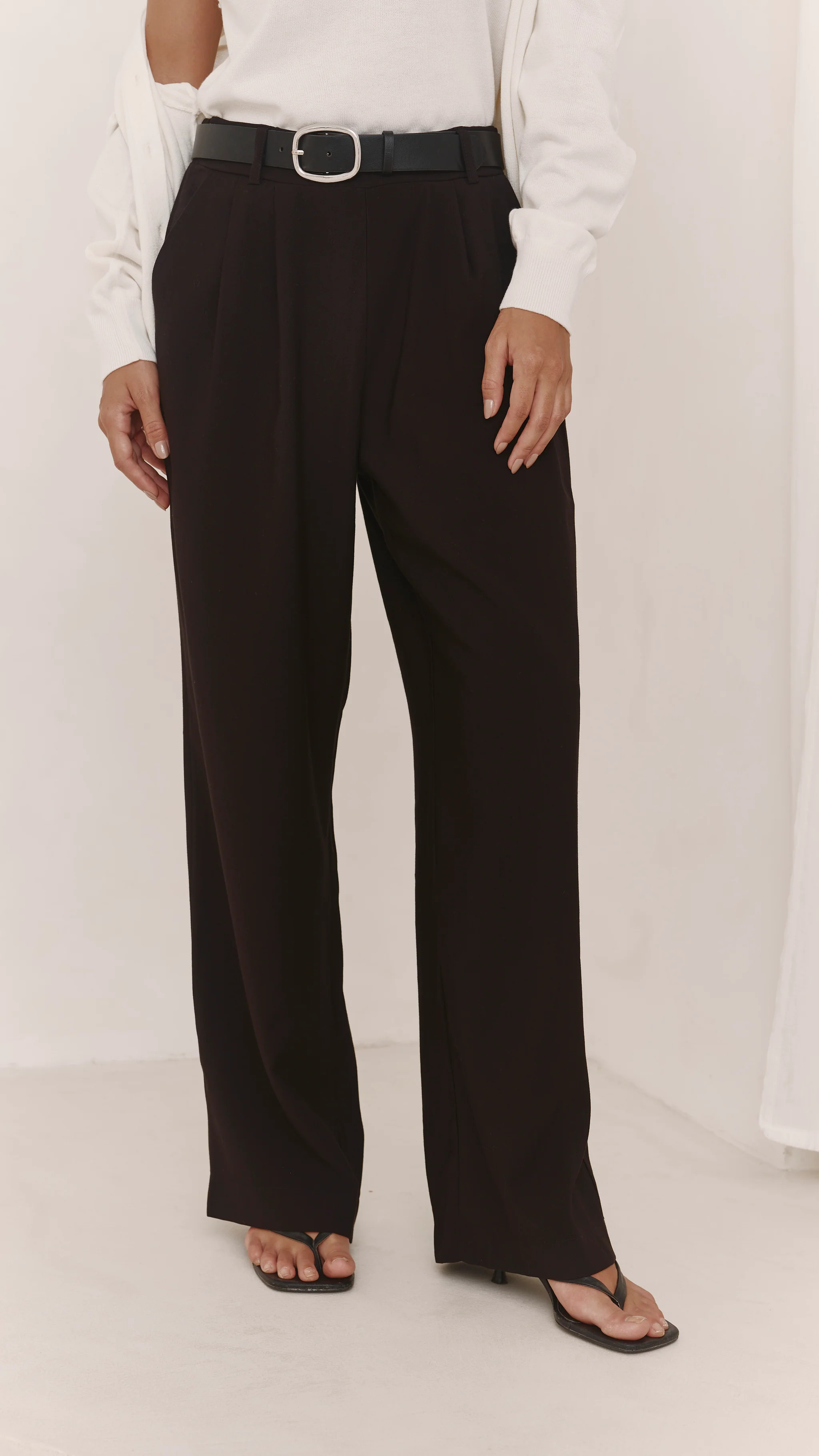 Ella Pleated Trousers - Black | Charli