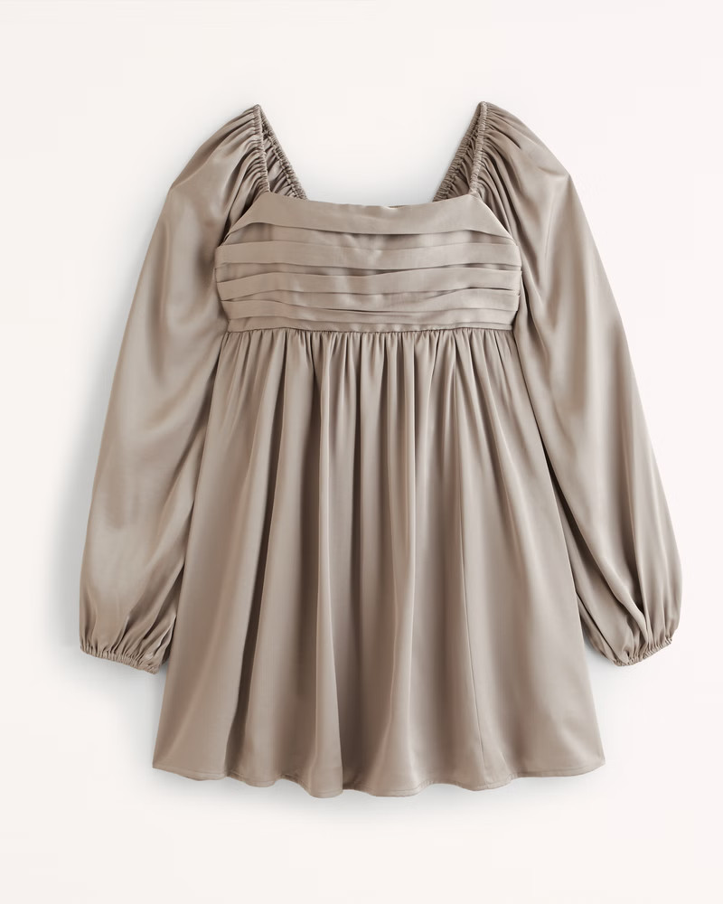 Emerson Satin Long-Sleeve Mini Dress | Abercrombie & Fitch (US)