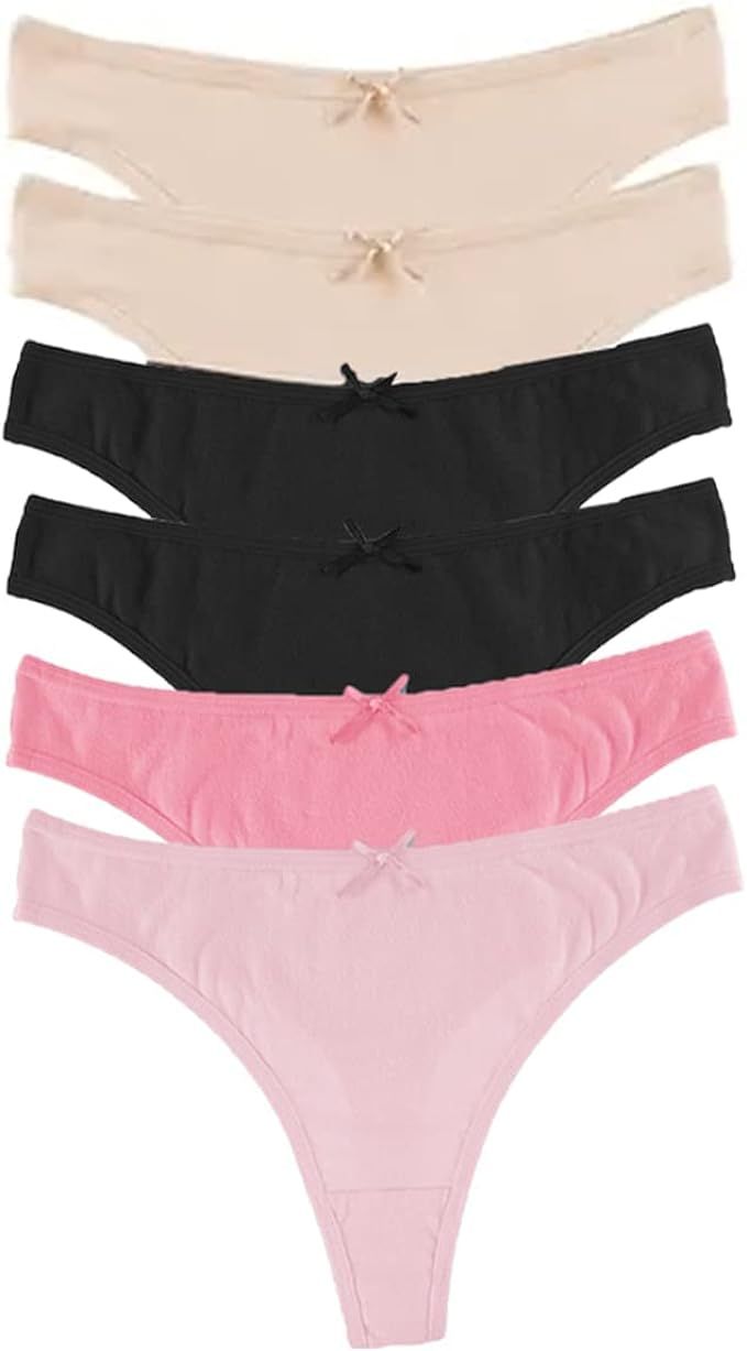Jo & Bette Cotton Thong Bikini Underwear Seamless Breathable Panties for Women, 6 or 12 Pack | Amazon (US)