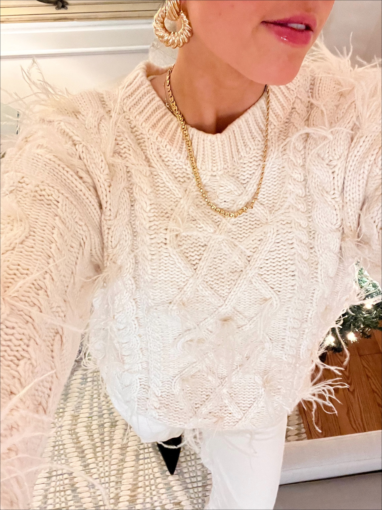 Feather sweater / feather details / feather trend / holiday outfits / holiday attire / festive attire 
As a sample coordinator for Tuckernuck this sweater was gifted to me for free in exchange for my honest reviews. All thoughts and opinions expressed herein are my own and not influenced by Tuckernuck in any way.  The link provided is an affiliate link, which means that I can earn commission if you choose to click through it and purchase an item. 

#LTKGiftGuide #LTKSeasonal #LTKHoliday