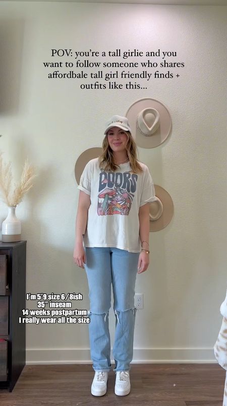 I’m wearing a 28 extra long in the jeans! Large in the graphic tee! 

I linked more tall jean options below - some sizes are still available in the extra long in different washes/styles!

#LTKsalealert