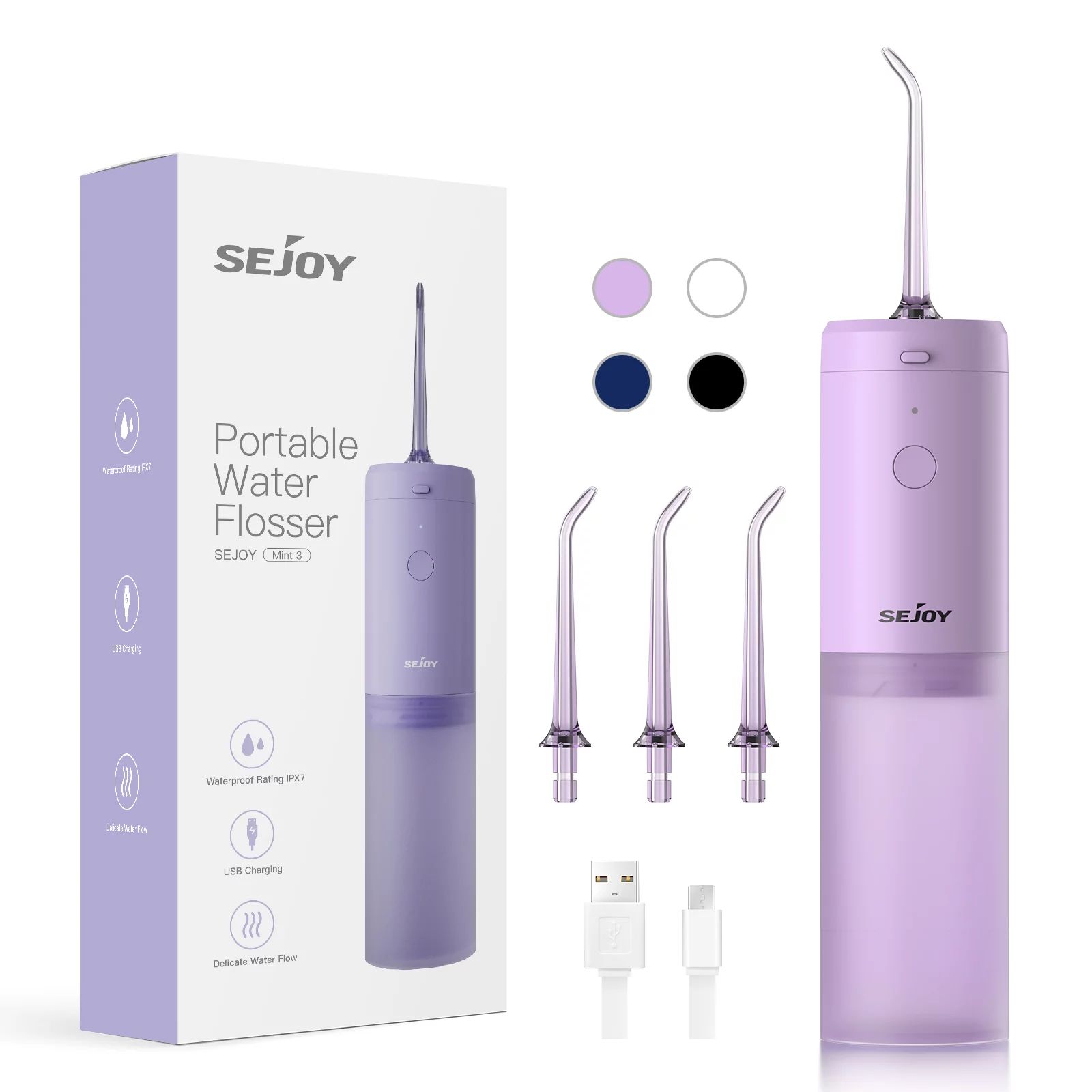 Sejoy Cordless Water Flosser Portable Oral Irrigator Rechargeable Collapsible Travel Teeth Cleane... | Walmart (US)