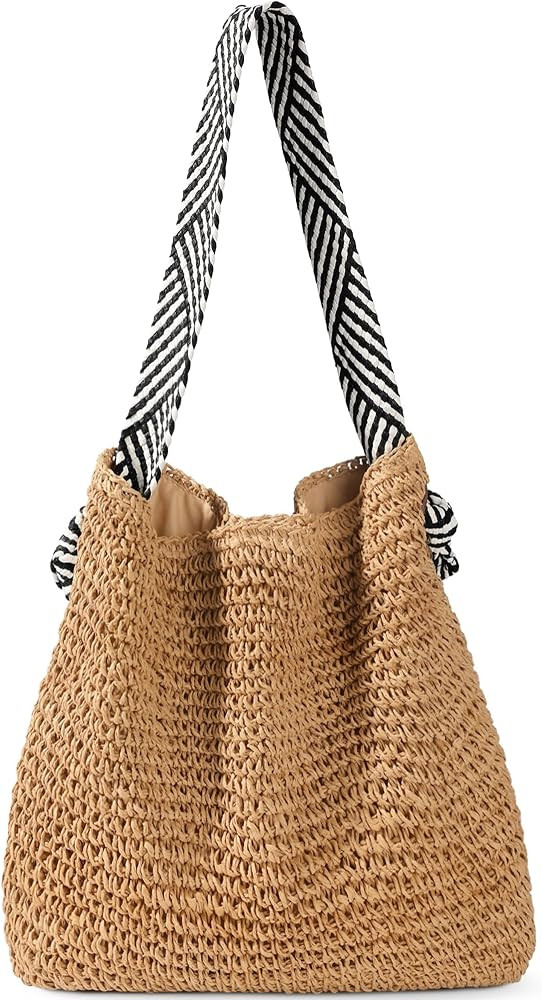 fauson Beach Bags for Women - Straw Bag Tote Bags Casual Boho Large Summer Crossbody Shoulder Han... | Amazon (US)