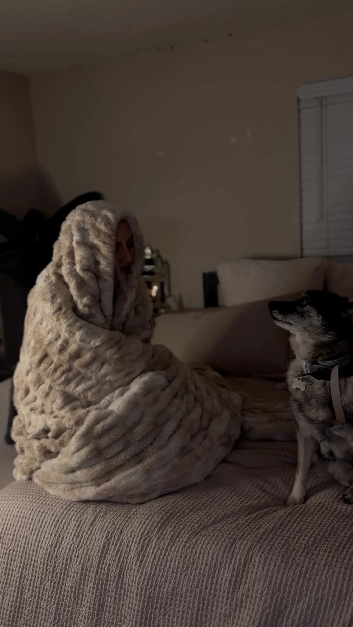 Me being strong, independent, and having it all together... until I get under this blanket. #NorwegianElkhound #CozyReset #IndependentWomen #PetLife #HomeAtmosphere