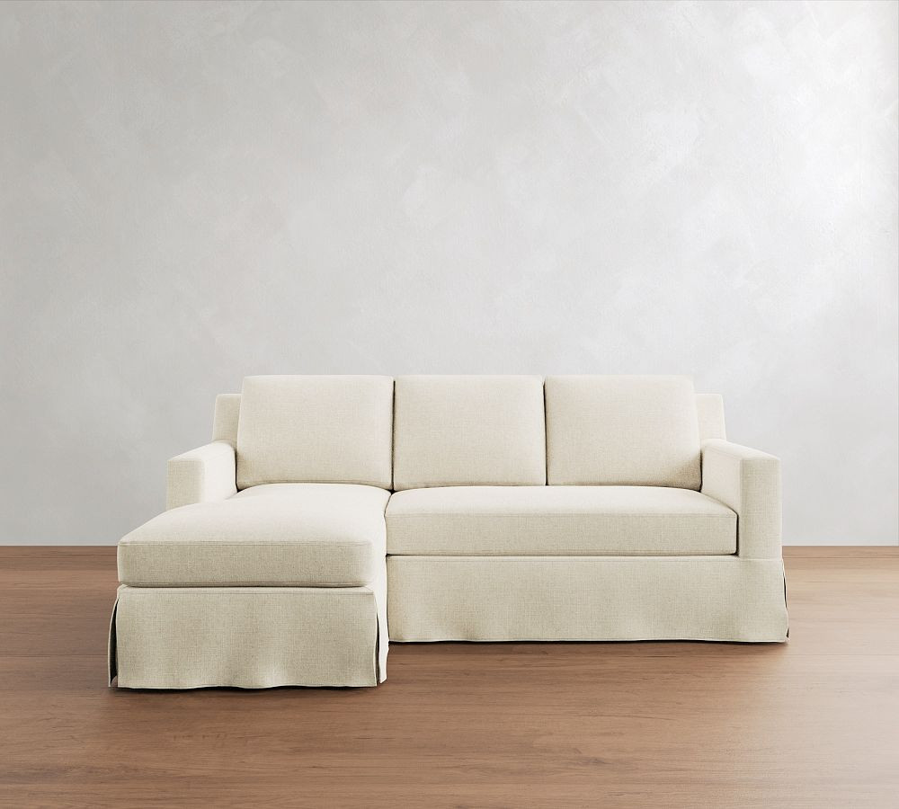 York Square Arm Slipcovered Chaise Sectional (84"–114") | Pottery Barn (US)