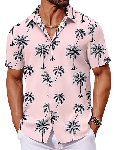 COOFANDY Mens Hawaiian Shirt Short Sleeve Button Down Shirts Tropical Floral Summer Beach Shirts | Amazon (US)