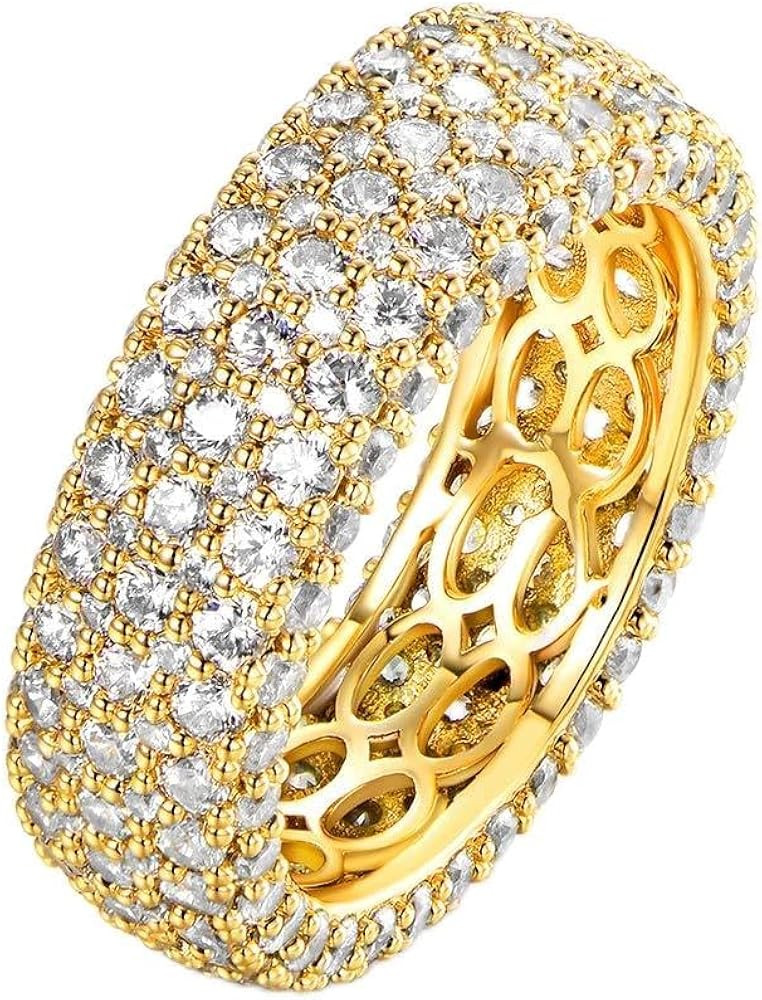 Barzel Women's Wide Eternity Ring Wedding Band - 18k White or Rose Gold Plated Wide Band Cubic Zi... | Amazon (US)