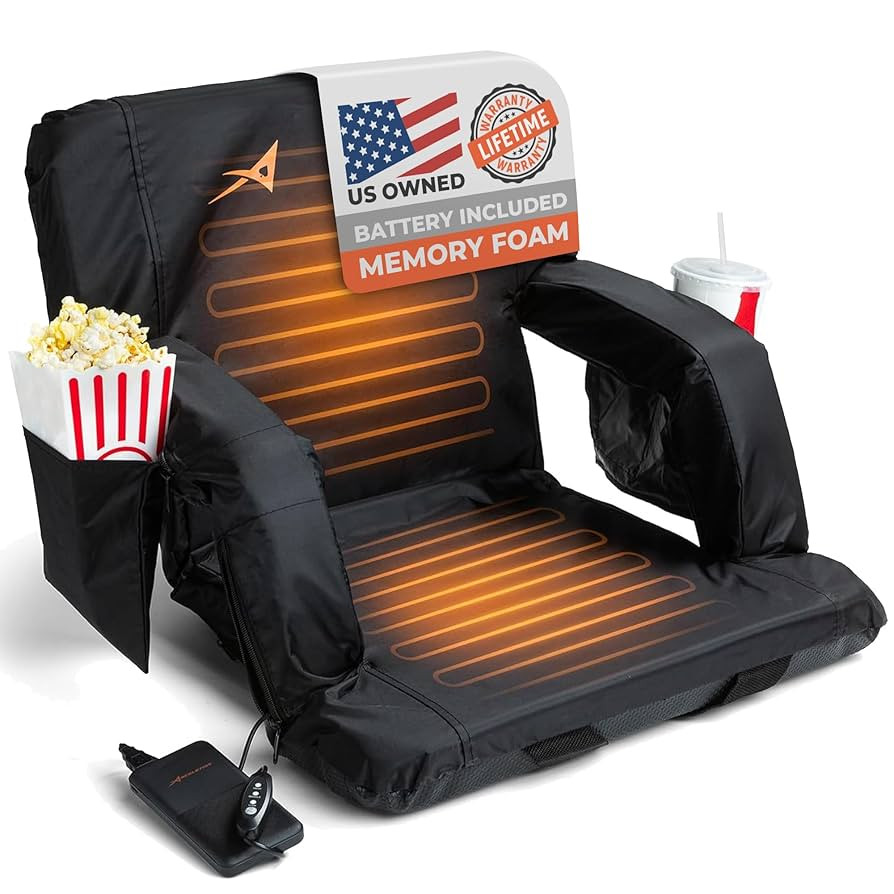 Aceletiqs Double Heated Stadium Bleacher Seat, 20-Inch Wide, Foam, Foldable, Cup Holders, Arm Res... | Amazon (US)