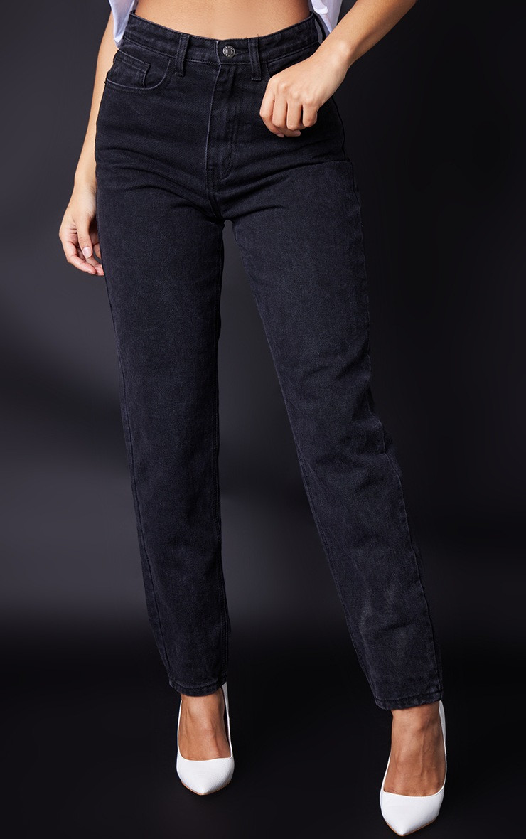 PRETTYLITTLETHING L30 Washed Black Mom Jeans | PrettyLittleThing CAN