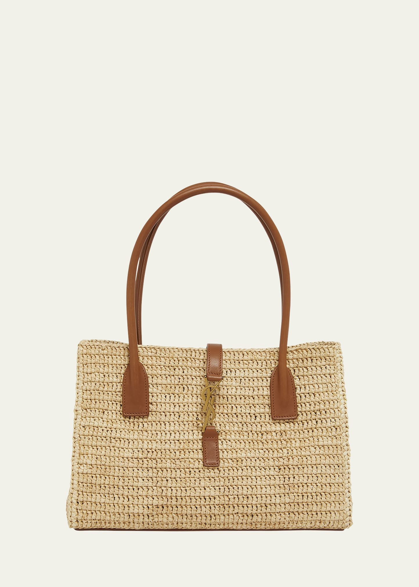 Saint Laurent YSL Tote Bag in Raffia & Leather | Bergdorf Goodman
