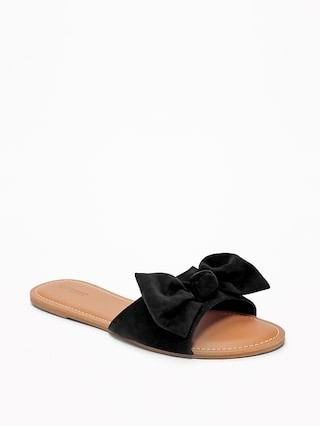 Old Navy Womens Sueded Bow-Tie Slide Sandals For Women Blackjack Size 10 | Old Navy US
