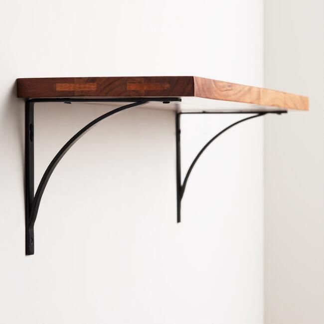 Black Metal Mix & Match Shelf Brackets Set of 2 | World Market