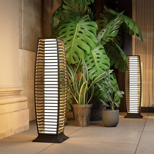 Grand patio Outdoor Floor Lamp Solar Powered Lantern Waterproof Wicker Boho Deck Lights for Garden Porch Decor, Large Crossover | Amazon (US)
