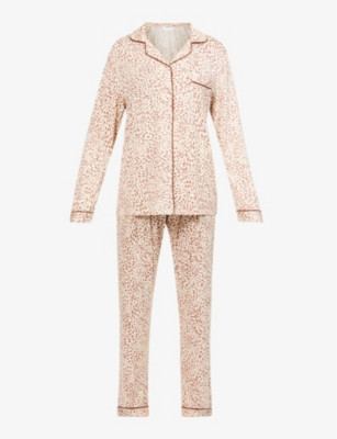 THE NAP CO All-over pattern piped stretch-jersey pyjama set | Selfridges