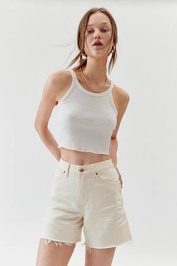 Wrangler Cowboy Denim Short in Ivory, Women's at Urban Outfitters | Urban Outfitters (US and RoW)