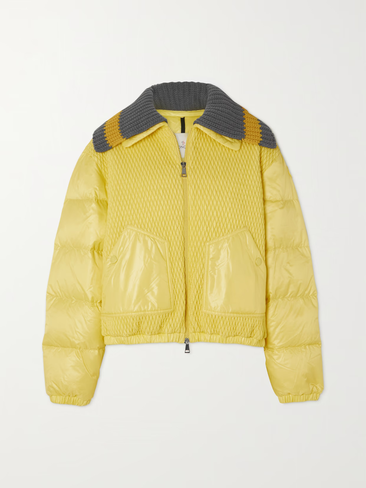 Moncler - Apront Cropped Quilted Shell Down Bomber Jacket - Yellow | NET-A-PORTER (UK & EU)
