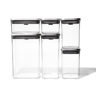 OXO Good Grips 6-Piece Steel POP Assorted Container Set with Airtight Lids, Clear/Stainless Steel | The Home Depot