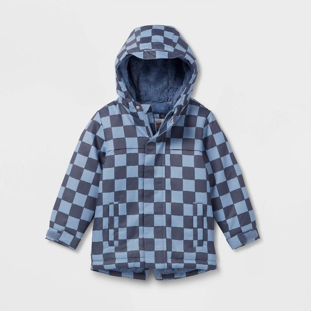 Baby Checkered Long Sleeve Parka Jacket - Cat & Jack™ Blue | Target