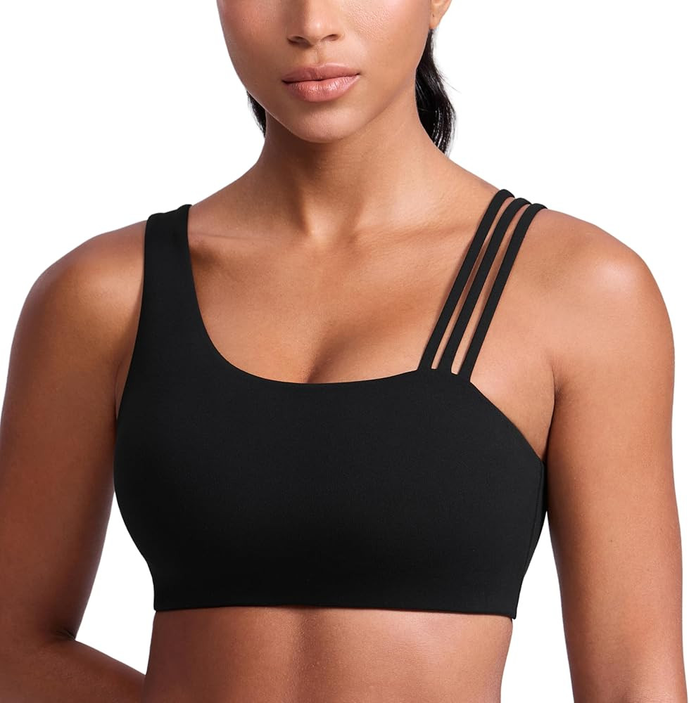 CRZ YOGA Butterlift Asymmetric Straps Sports Bras for Women - Padded Wireless Pilates Workout Gym... | Amazon (US)