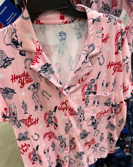 Howdy y’all pink red white and blue patriotic pajama set at Walmart - button down short sleeve shirt and shorts 

#LTKStyleTip #LTKSeasonal #LTKFindsUnder50