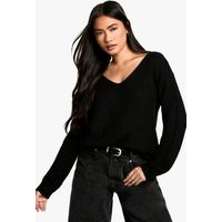 Womens Basic V Neck Sweater - Black - S | boohoo (US & Canada)
