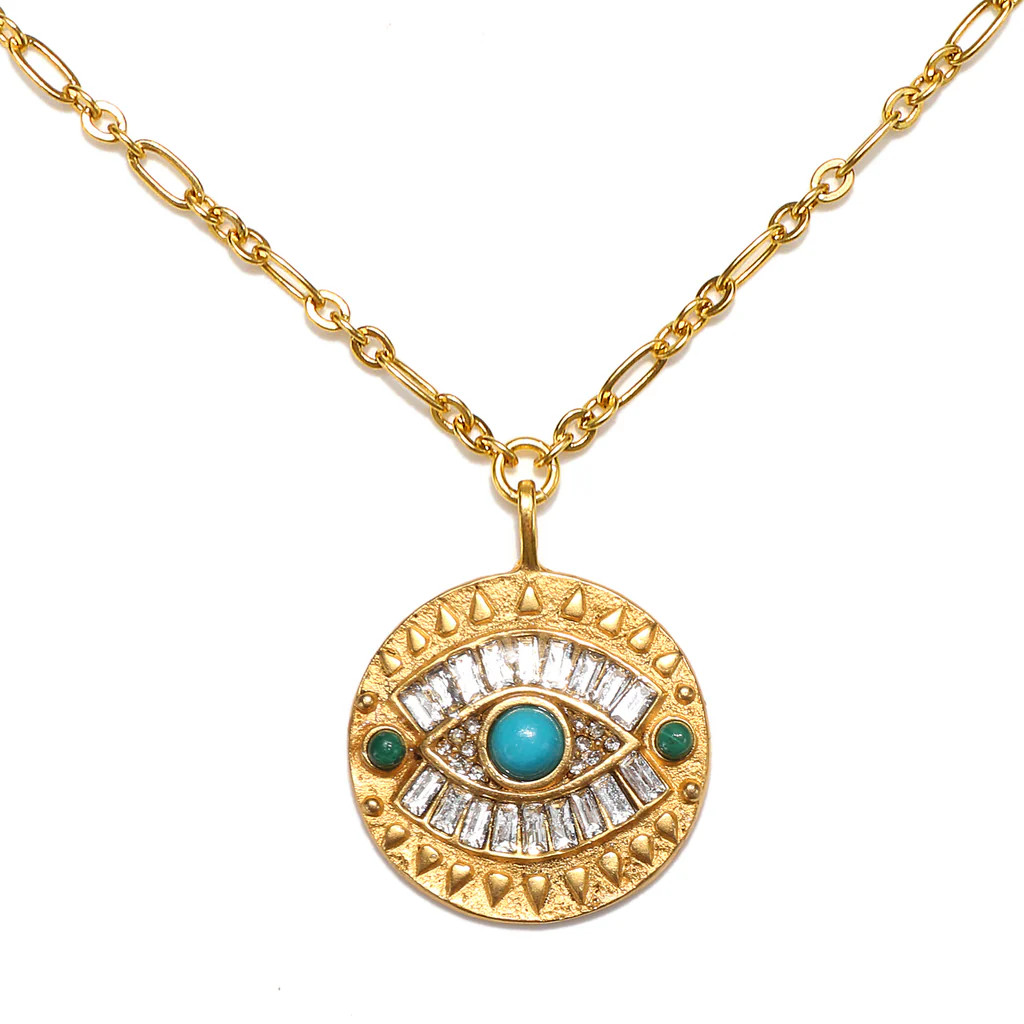 All-Seeing Evil Eye Talisman Medallion Necklace | Sequin