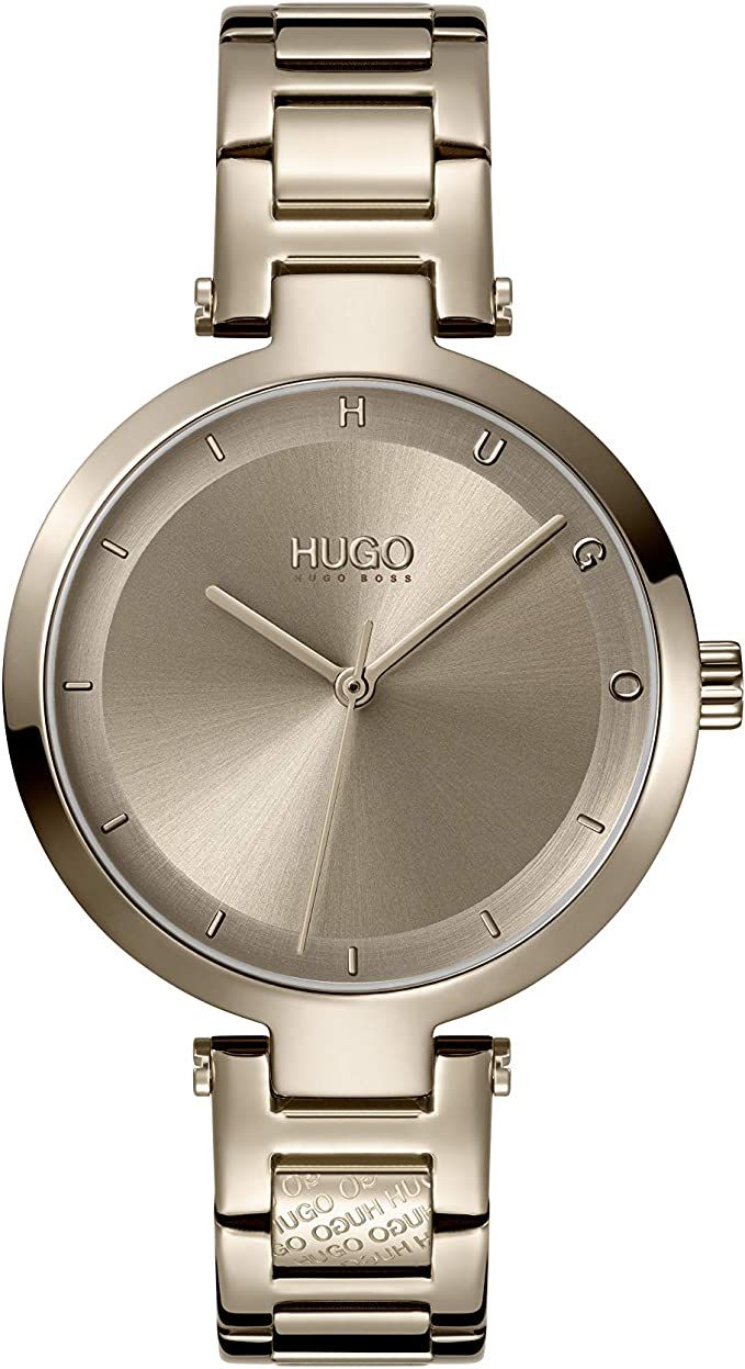 HUGO by Hugo Boss Women's #Hope Stainless Steel Quartz Watch with Beige Gold Ion Plated Strap, 8 ... | Amazon (US)