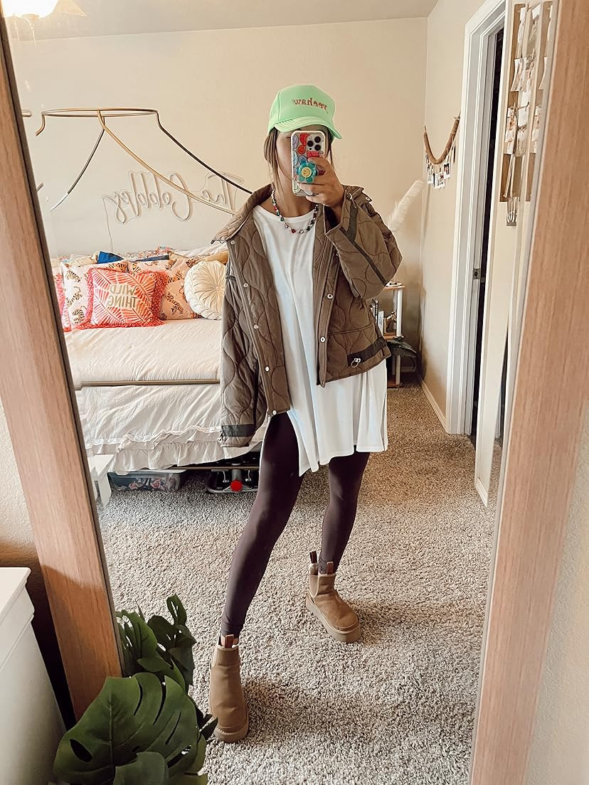 Athlisan Quilted Puffer Jacket for Women Lightweight Zip Up Long Sleeve Short Padded Coat with Po... | Amazon (US)