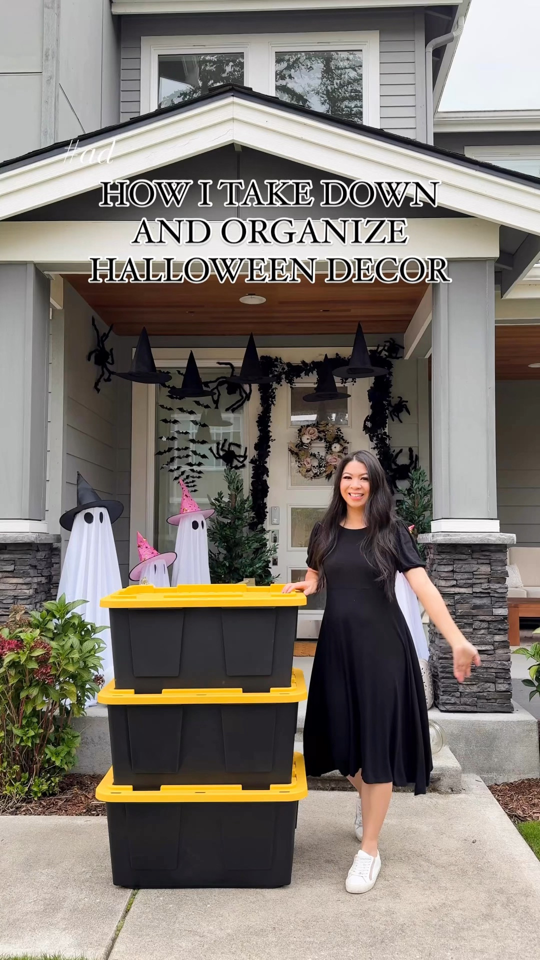 HALLOWEEN ORGANIZATION! 
Sharing how I take down and organize my Halloween decor. 

Scotch Dispenser Box, heavy duty scrub, heavy duty dishwand kit, Overhead Garage Storage Rack, Tough Storage Tote in Black and yellow, Halloween decor, Halloween front porch with spiders, wreath, bats, garlands, candles, witch hats and pumpkins

#LTKHome #LTKHoliday #LTKSeasonal