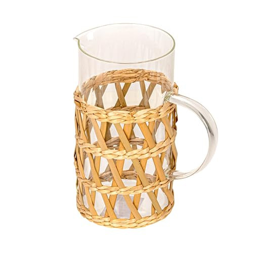 Creative Co-Op Glass Pitcher with Woven Sleeve, Natural | Amazon (US)