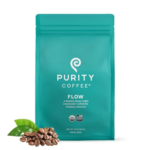 Purity Coffee FLOW Original Medium Roast Whole Bean (12oz Bag) | Specialty-Grade USDA Organic Arabica Blend | Third Party Tested for Mold, Mycotoxins & Pesticides | Amazon (US)
