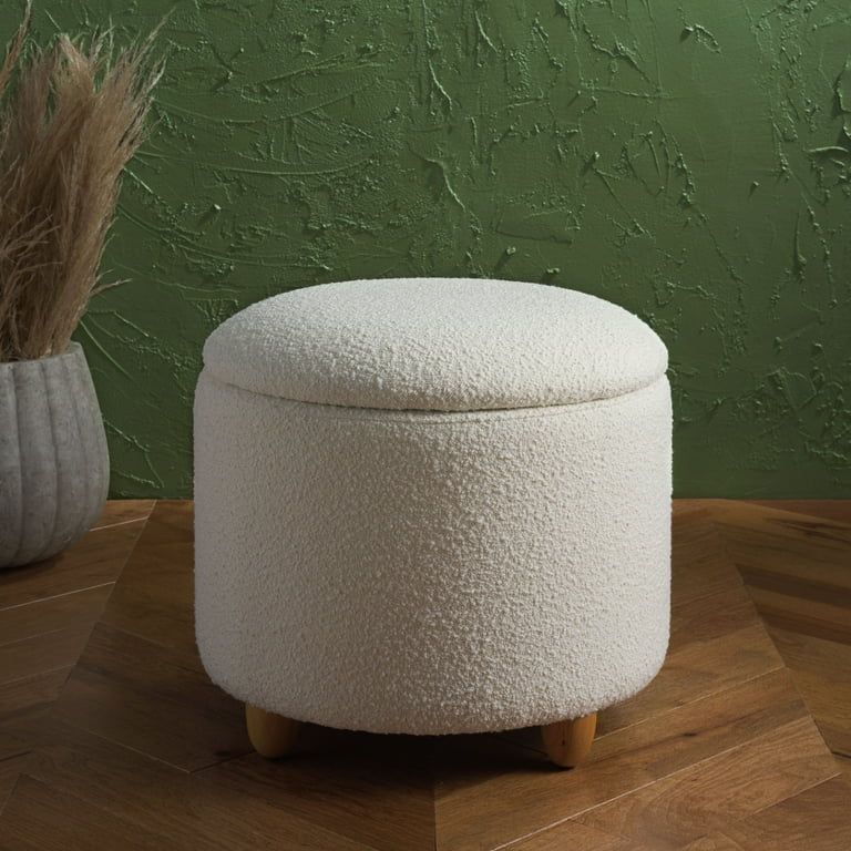 SAFAVIEH Couture Mariabella Modern Boucle Ottoman with Storage, Ivory | Walmart (US)