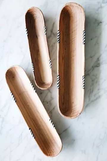 Connected Goods Olive Wood Appetizer Tray Set | Anthropologie (US)